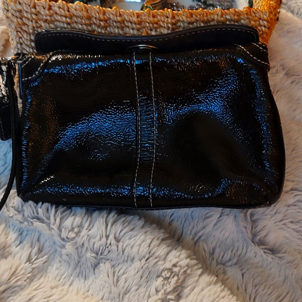 Coach Patten leather small purse black 7x5 .